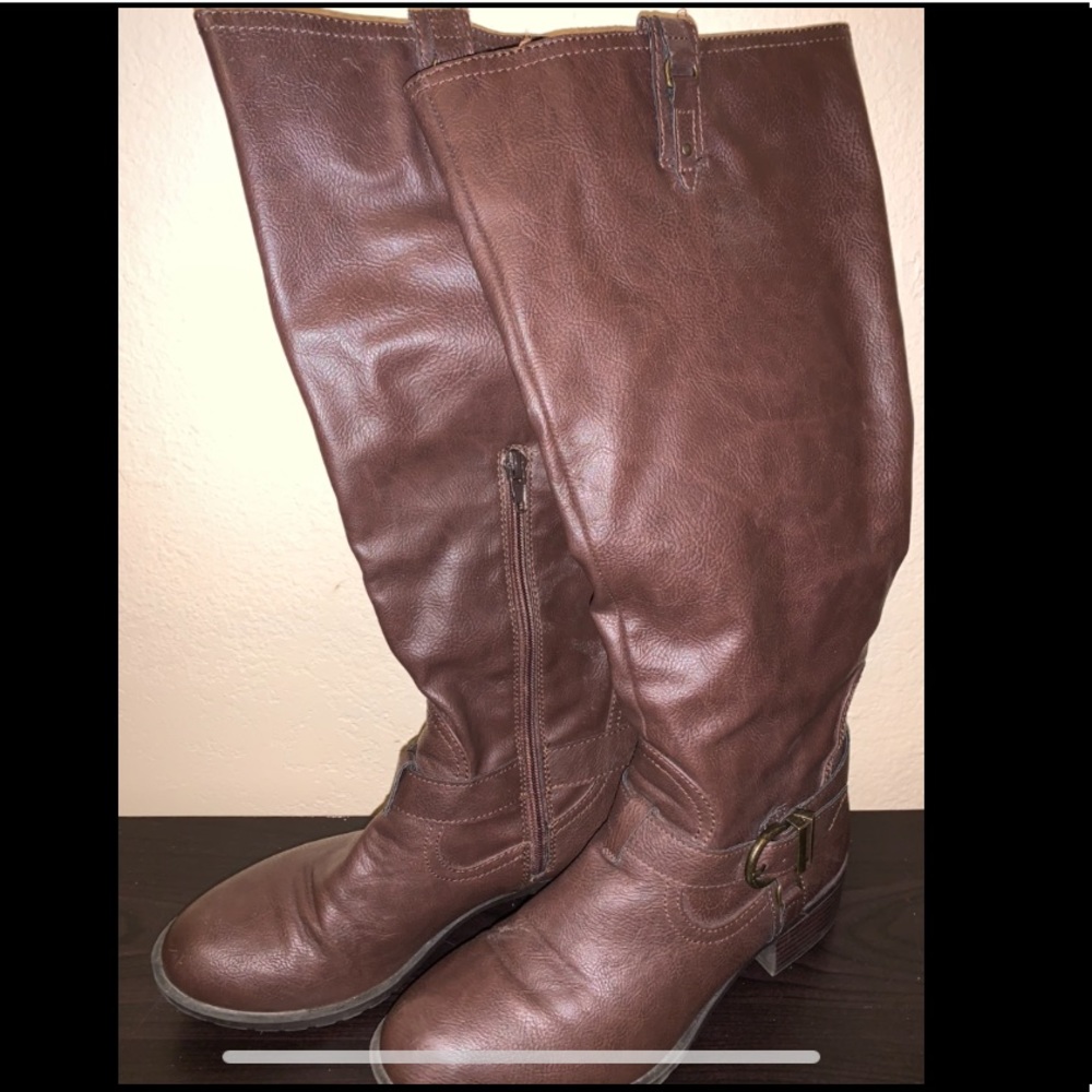 Rampage Brown Knee-High Boots, size 8.